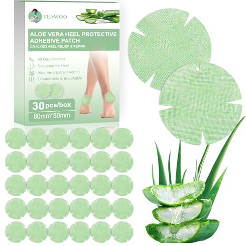 TEAWOO 30PCS Patented Aloe Vera Cracked Heel Treatment Patches, New Upgraded Cracked Heel Repair...