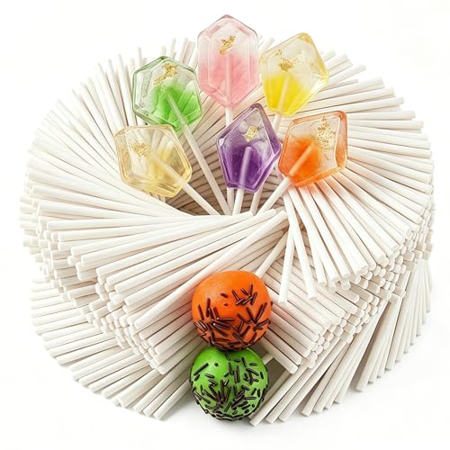 PELARISE 200 Stück Cake Pop Stiele Weiße Lollipop Sticks Cakepop Stiel Papier Lollipop Sticks für Lutscher Kuchen und Desserts auch als Kaffeerührstäbchen oder Getränkemixer 10cm x 3.5mm
