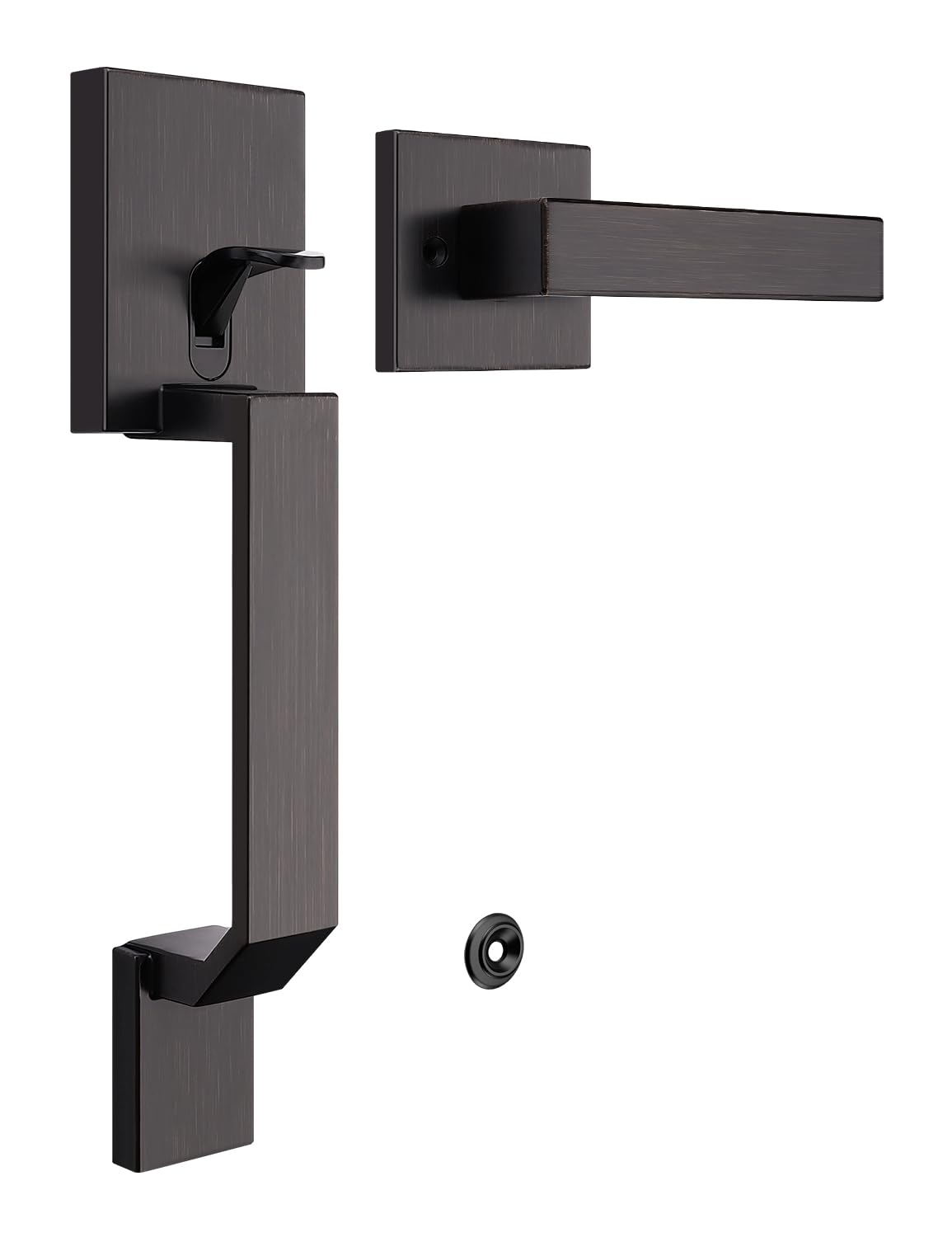 Levier de porte réversible et ergonomique en bronze huilé de forme carrée