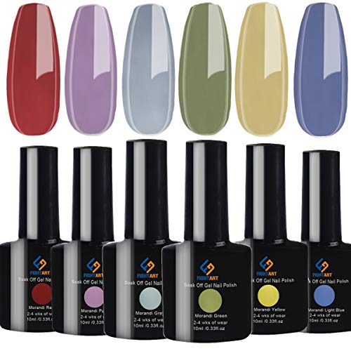FIGHTART Color Gel Nail Polish Kit Set 6 Colors Morandi Matte Glossy Effect Soak Off UV Nail Lamp LED Cured