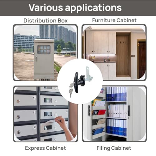 Image of Truck Cap Locking T-Handle, Camper Shell Accessories, T-Handle Latch with Keyed Lock, Truck Camper Shell Lock, Key Alike Black T-Handle Locks (Left) for Most Truck