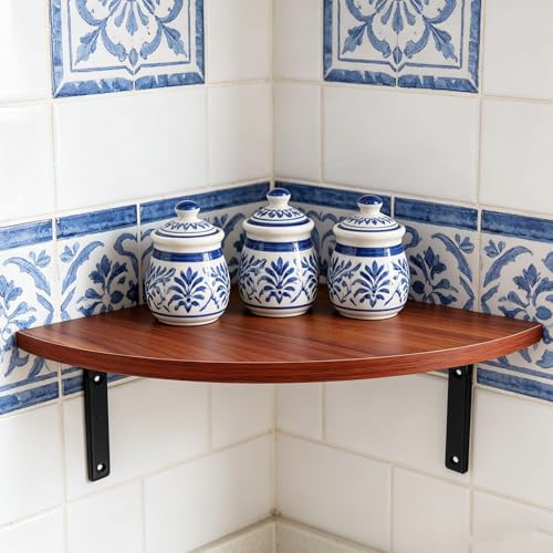 Estantería esquinera de madera para sala, mueble triangular de baño Amosfun 3