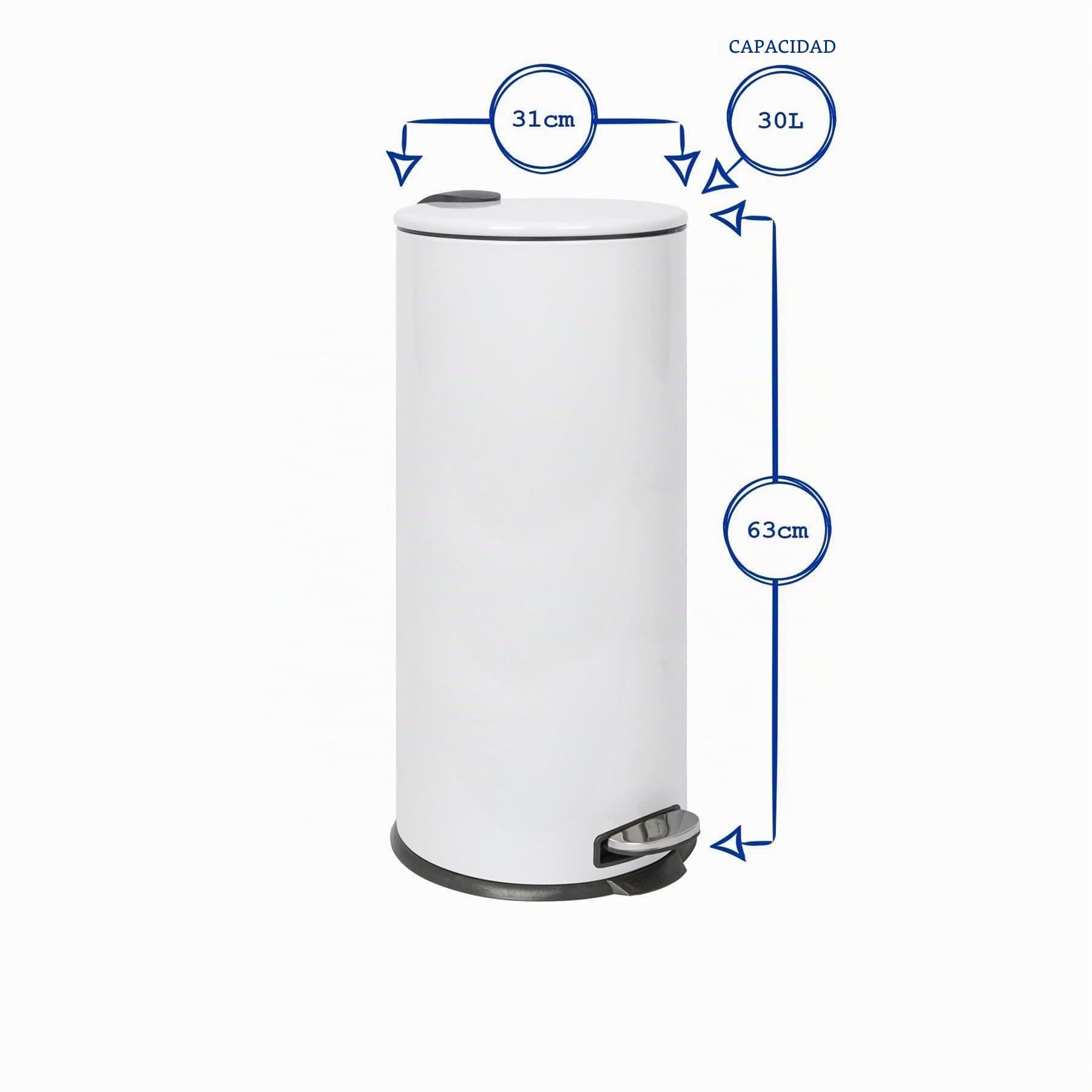 Harbour Housewares Poubelle à Pédale en Acier Inoxydable 30 L Blanche