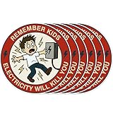 Sticky Expressions | Remember Kids Electricity Will Kill You ステッカー6枚 – 2.25インチ x 2.25インチ – 強力な接着剤、耐久性、耐候性電気技師ステッカー