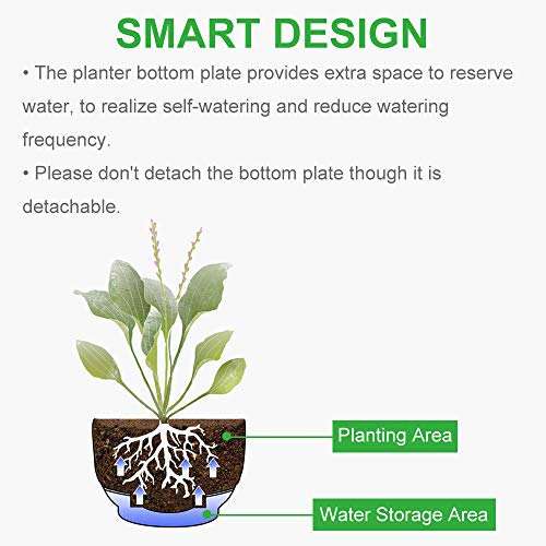 Growneer 2 Packs 8 Inches Plastic Hanging Planter Self Watering Basket With 6 Pcs Hooks, Hanging Flower Pot With Detachable Base For Garden Indoor Outdoor Home Decoration (Green) #TOP2