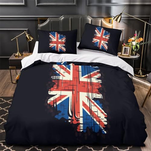 Parure de lit King en microfibre premium imprimé britannique 3D - 4