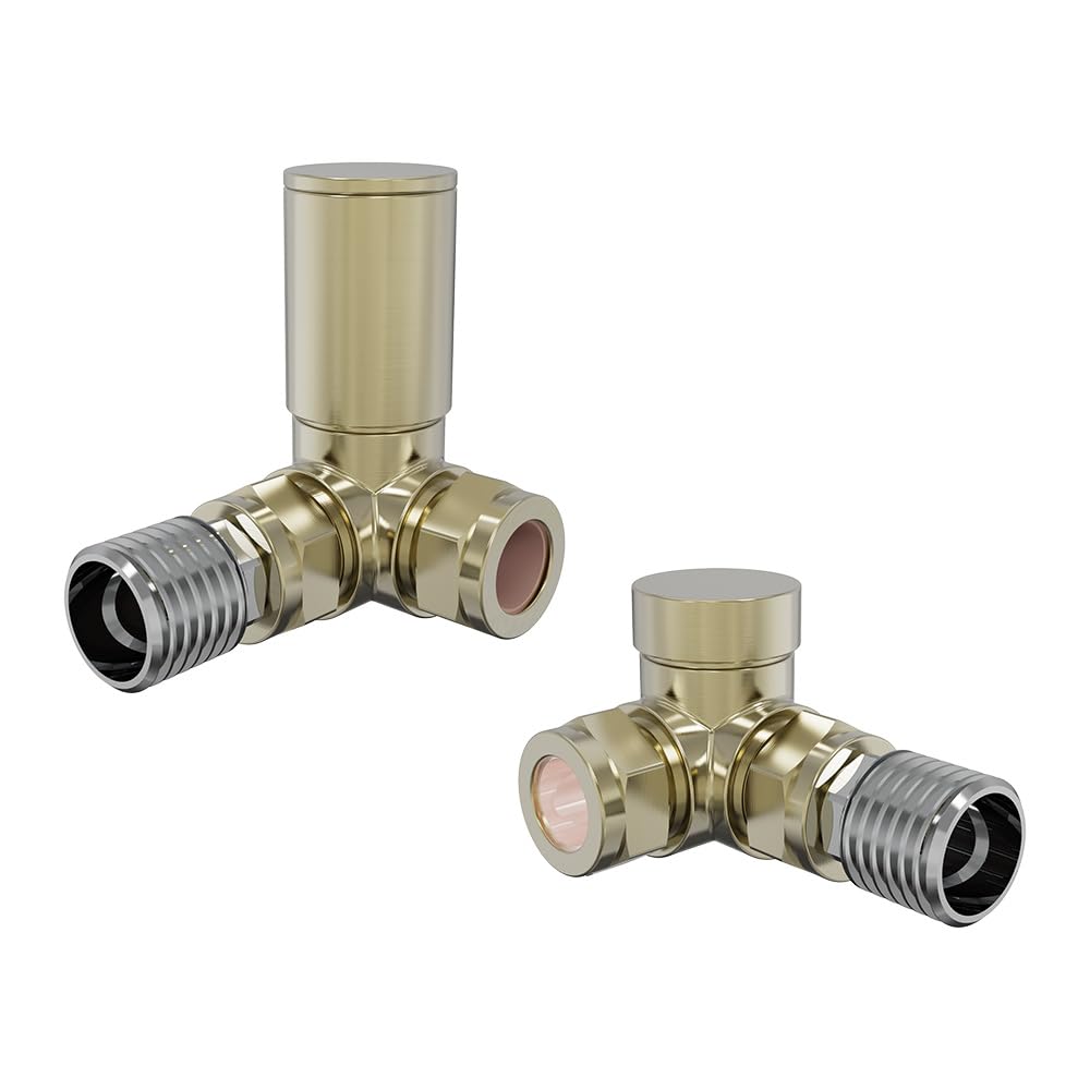 Blümme Brushed Brass Modern Manual Corner Radiator Valves Designer Lockshield Towel Valve 15Mm