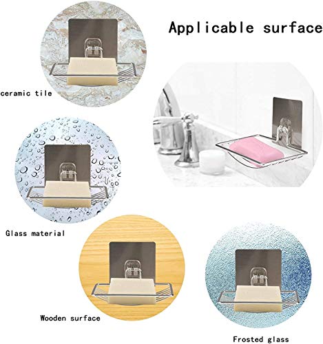 Image of 1 Layer Soap Holder Set Single Layer Stand for Bathroom Shower Wall Kitchen Sink with Self Adhesive Sticker Storage Rack Hanging Waterproof Dish Box (2, Metal Soap Dish)