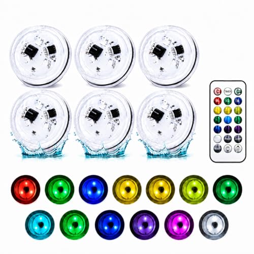 Mini Lumière Piscine LED Submersible, 6 PCS Étanche IP68 pour Aquarium