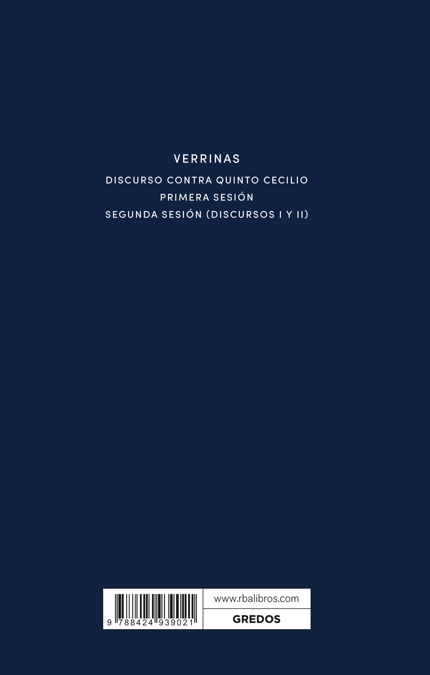 Discursos Vol. I: Verrinas /Discurso contra Q. Cecilio/ Primera Sesión/Segunda sesión (Discursos I y II): 008 (Biblioteca Clásica Gredos)