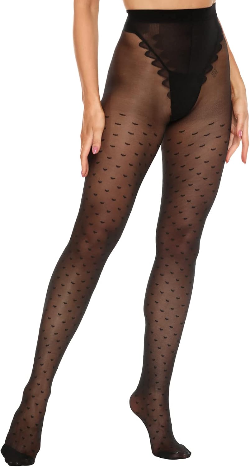 MANZI Women's Sheer Patterned Tights All-Over Polka-Dot Leopard Hearts Stockings 30 Denier Pantyhose Nylons - Image 6