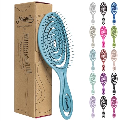 Ninabella Haarbürste ohne Ziepen - Bürste für Damen und Herren - Detangler Bürste auch für Locken & Lange Haare - Entwirrbürste Haarbürsten - Blaugrün Ninabella Haarbürste ohne Ziepen - Bürste für Damen und Herren - Detangler Bürste auch für Locken & Lange Haare - Entwirrbürste Haarbürsten - Blaugrün