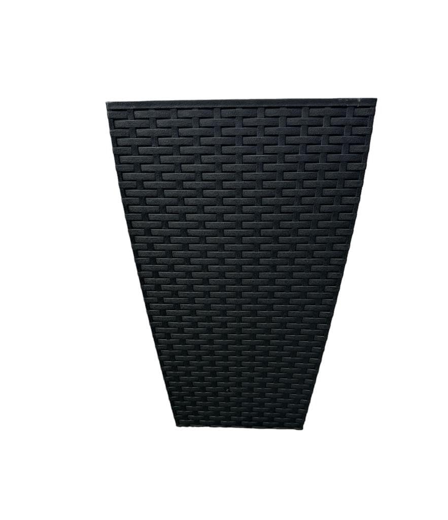 Tamersgifts Tall Square Plastic Rattan Indoor/Outdoor Planters (Black Tall Rattan Planter 28cm Diameter x 45cm Height)