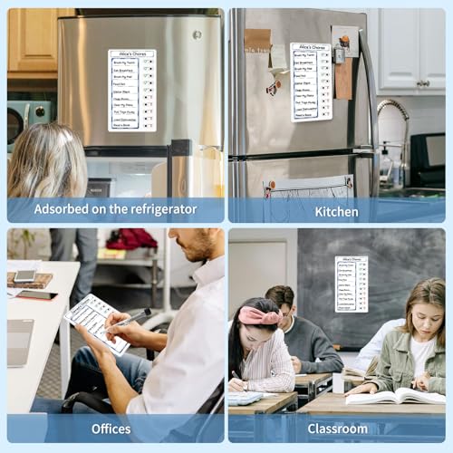 4 Pcs Chore Chart for Kids: Dry Erase My Chores Slider Chart, Magnetic Visual Schedule for Fridge, Kids Daily Checklist - ADHD Tools: to Do List and Routine Chart for Multiple Kids (Blue 4-Pack) - Image 7