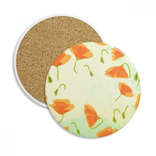 Coaster en céramique fleurs de pavot, une idée de cadeau de table original (2Pcs) - 2