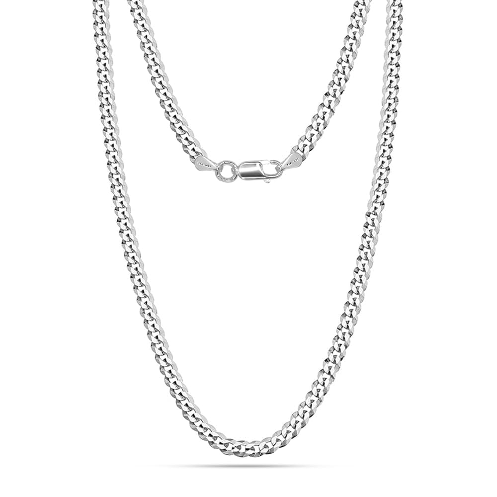 925 Sterling Silver Curb Chain Necklace for Men and Women | BIS Hallmarked Italian 5mm Diamond-Cut Cuban Link Chain Necklace 16,18,20,22,24,26 Inches