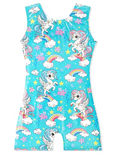 Image of EQSJIU Gymnastics Leotards for Girls Kids Rainbow Mosaic Mermaid Butterfly Stars Leopard Galaxy Tie Dye Cosmos Leopard