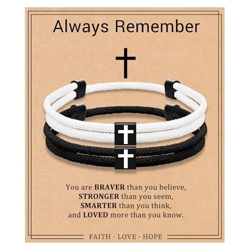 Matching Bracelets for Couples Cross Bracelet for Men Permanent Bracelets for Couples Teacher Christian Gifts for Women Always Remember