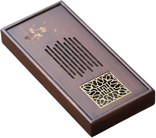 Rutexc 竹製ティートレイ 大型 水貯蔵機能付き 茶道具セット用トレイ 家庭用 ティーテーブル オフィス来客用 中国茶 コーヒーサービングトレイ ギフトにも最適