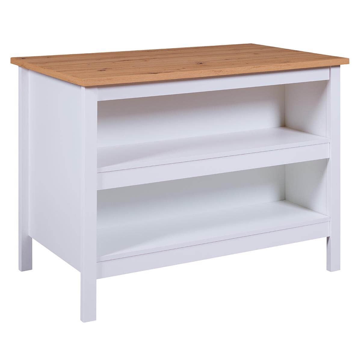 AltoBuy Kenny - Ilot de Cuisine Blanc et Plateau Effet Bois
