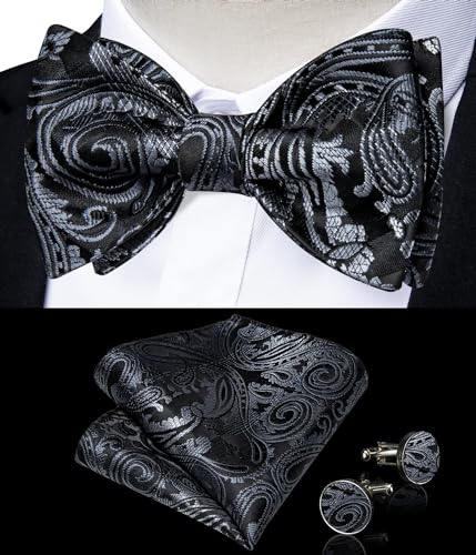 Set clásico de accesorios para hombre: moño, pañuelo y gemelos miniatura 3