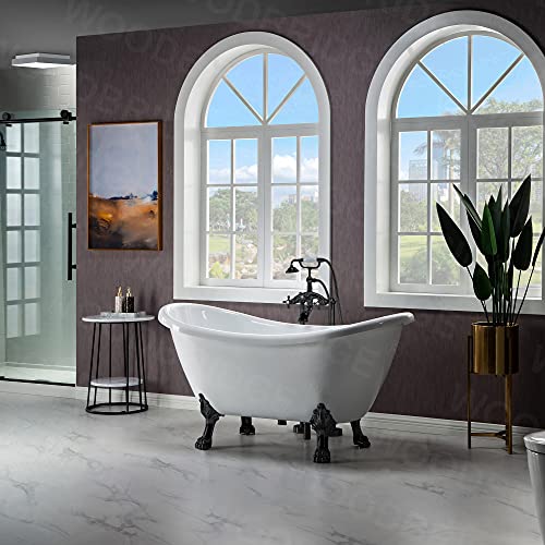 Woodbridge BTA1540 -MB-FEET+ MB-DRAIN 59 Inch Heavy Duty Acrylic Double Slipper Clawfoot Bath Tub thumb #2
