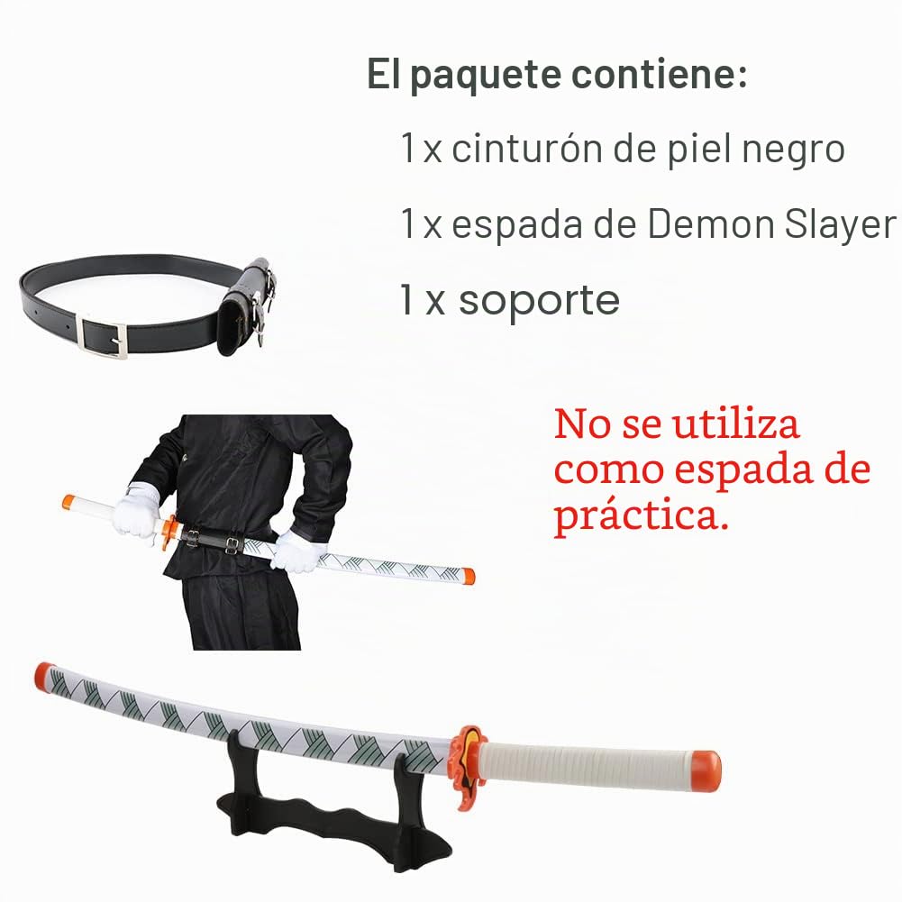 Espada Demon Slayer para cosplay con soporte para cinturón, 41 pulgadas