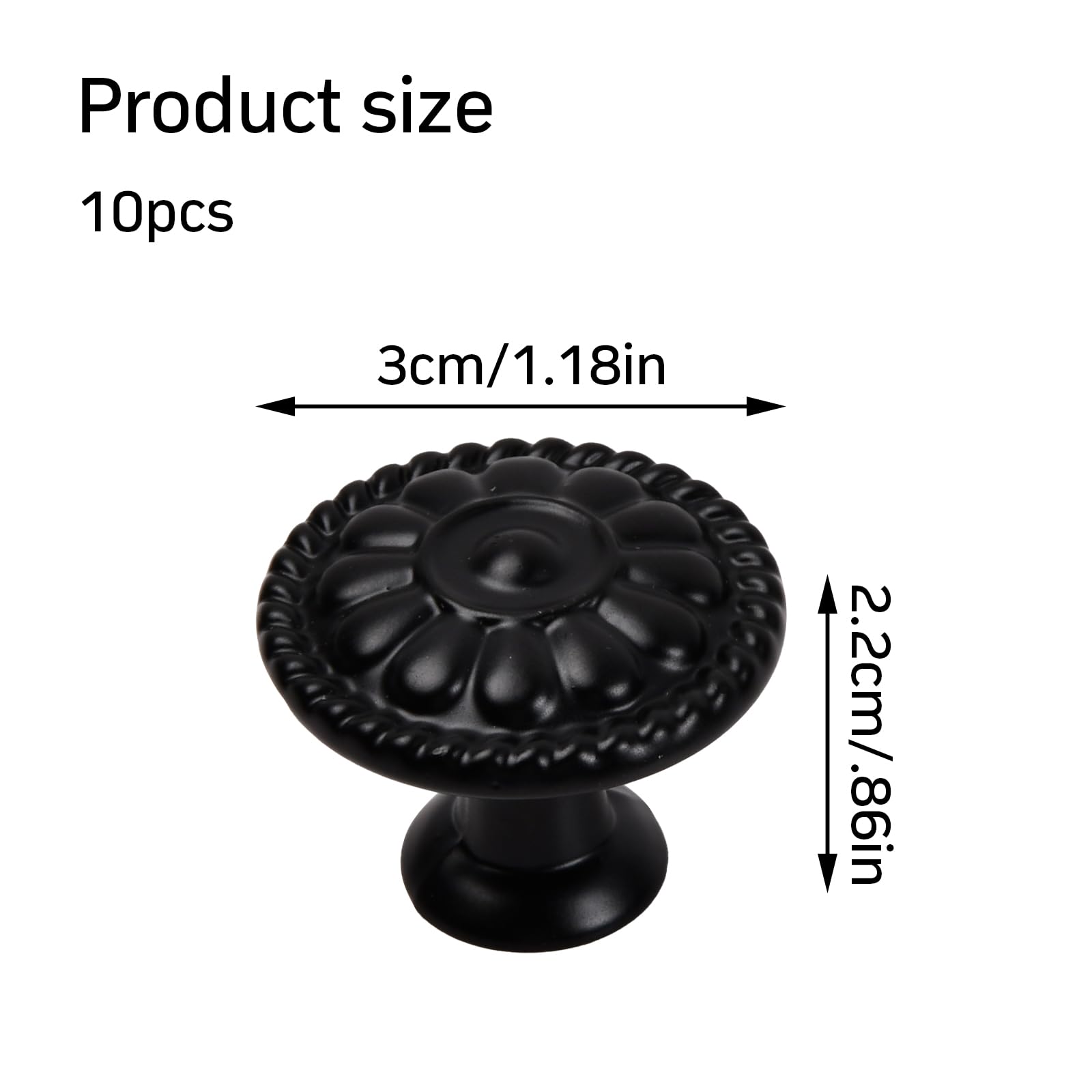 12 Pièces Bouton De Tiroir Noir Mat, Poignée De Meuble, Poignées De