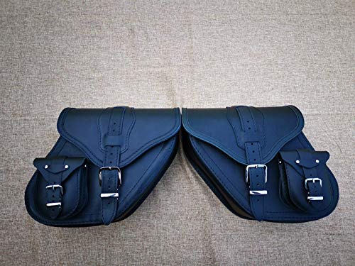 ORLETANOS Dynamite Black Satteltaschen Set kompatibel mit Harley Davidson Fatbob 1996-2017 streetbob dyna Glide Sportster Lowrider Forty Eight HD schwarz Leder