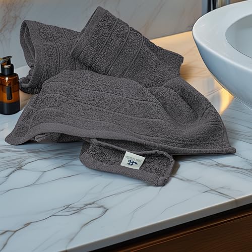 Image of Tens Towels Pack of 6 Hand Towels, 100% Cotton, Lighter Weight, Quick to Dry, 16 x 28 Inches, Super Soft & Absorbent, Perfect for Bathroom & Kitchen, Dark Grey