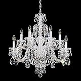 Schonbek Signature 3601-40S, Sterling 12 Light 29in x 30in Two-Tier Chandelier in Silver with Clear Swarovski Crystals