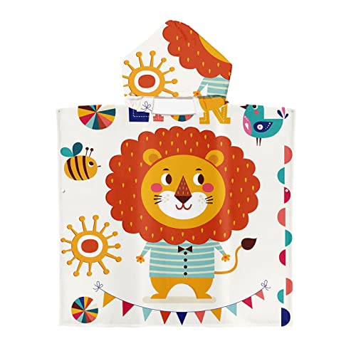 Chickwin Poncho Toalla Bebe Adulto Hombre Mujer, León Kawaii Printed Poncho de Surf Playa Toalla con Capucha Cambiarse de Ropa Microfibra Verano Toalla de Baño Toalla Playa (60x60cm,Pájaro Abeja)