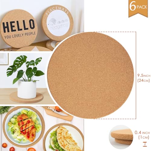 Image of 6 Pack Extra Large Cork Trivet, 9.5 Inch High-Density Thick CorkTrivets for Hot Dishes, Heat Resistant Cork Trivets for Hot Pots and Pans Kitchen, Countertop Wooden Table, Coasters