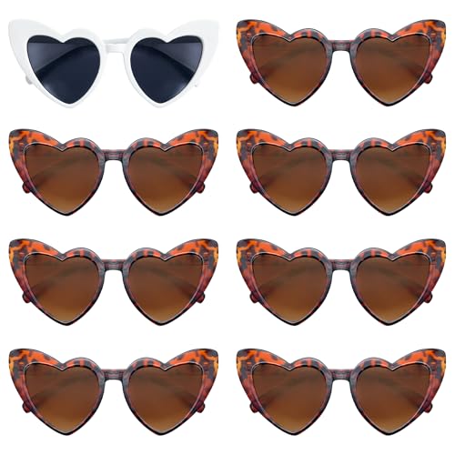 SUNOVELTIES 8 Pack Heart Sunglasses Bachelorette Party, Bridal Shower Favors Wedding Supplies Bride Tribe/Bridesmaid Glasses