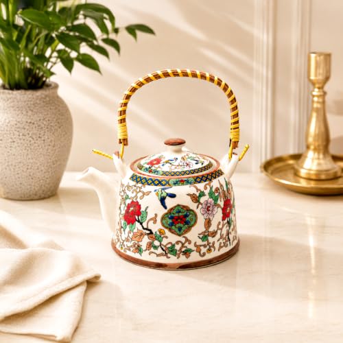 Image of MARKET 99 Japanese Design Ceramic Tea Pot, 900ml, High-Fired Tea Kettle for Loose Leaf, Green, Herbal & Flower Tea, Elegant Tea Maker for Home, Kitchen, Dining & Gifting