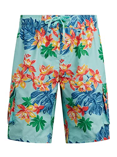 Image of Kanu Surf Boys' Dominica Floral Quick Dry Beach Board Shorts Swim Trunk