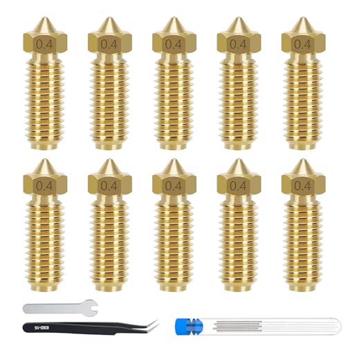 Image of 10PCS 0.4mm Brass Nozzles for AnycubicKobra 3 V2 /Kobra 3 /Kobra S1, Extruder Hotend Nozzle Kit with Cleaning Needle, Tweezers and Wrench