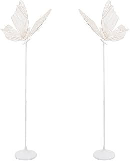 CNCEST 2Pcs Butterfly Wedding Lights, 48W 110V Creative Butterfly Floor Lamp with Adjustable Height, Romantic LED Decorative Lamps for Indoor Celebration, Party, Home Use (Gold, White)