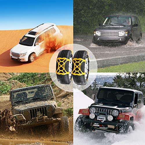 Car Snow Chains - Premium Quality Strong Durable All Season Anti-Skid Car, SUV, and Pick Up Patterned Tire Chains for Emergencies and Road Trip