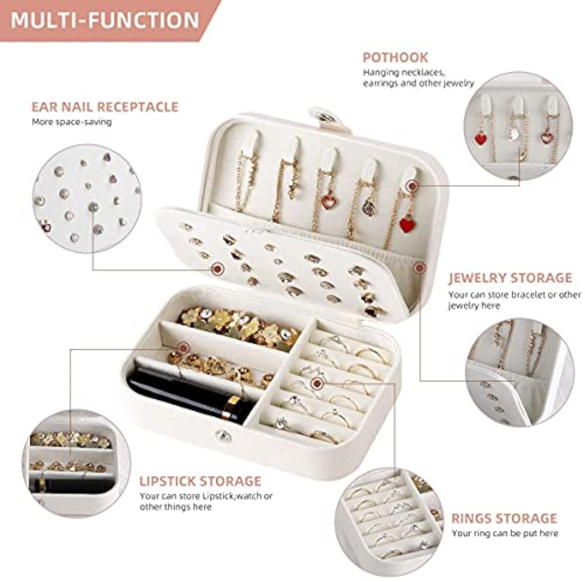 PU Leather Travel Jewelry Organizer Case for Women