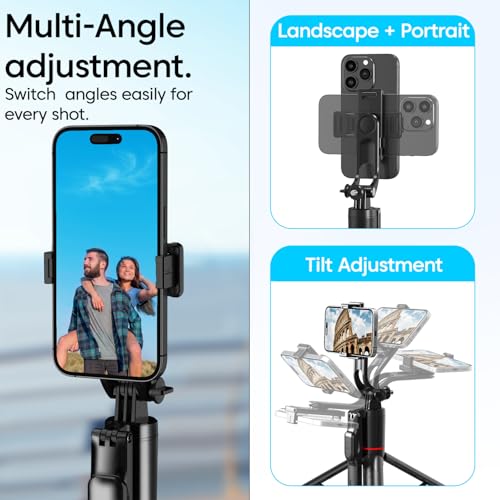 Image of Sounce Foldable Selfie Stick Tripod for Smartphone & GoPro 67 inch /170 Cm | 7-Section Extendable Pole | 360 Rotation | 3-Leg Stable Base | 10m Wireless Remote | for Vlogging & Selfies