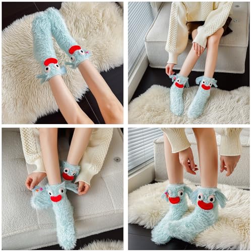Image of TFTSR Crazy Funny Fuzzy Silly Socks for Kids Women,Girls Fluffy Slipper Novelty Fun Socks,Boy Men Cute Cozy Soft Animal Socks