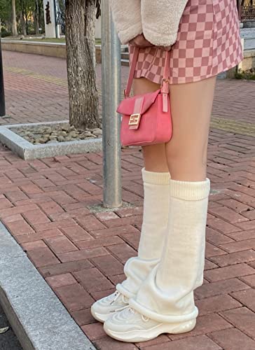 Image of WODECASA Girls Kawaii Leg Warmers Knitted Flared Leg Sleeves Goth Crochet Baggy Cuff Ankle Heap Socks