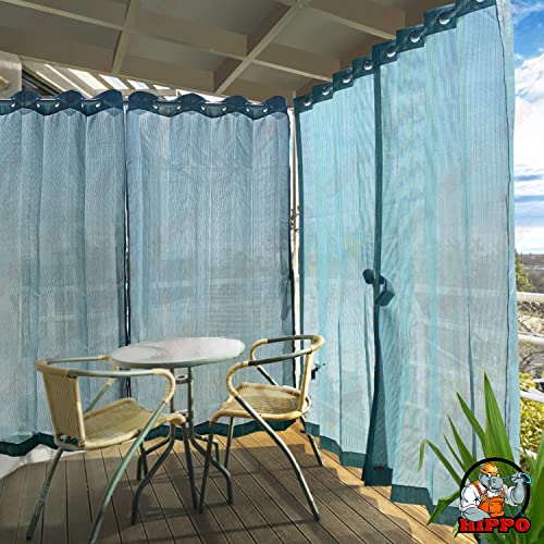 Image of HIPPO 150 GSM Outdoor Sun Blocking Balcony Eyelet /Grommet Curtains Sun & UV Protection, Light Filtering 3FTX4.5FT Window Curtain (Cool-Blue)