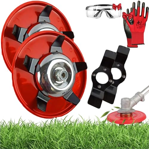 PINGJIANGYUE 2025 Upgraded Weeder Plate for Trimmer Universal Weeding Discs for Weed Eater, Multifunctional One Blade Replacement Heads, Durable Lawn Mower Brush Cutter for Grass Weed Cutting (2Pcs)