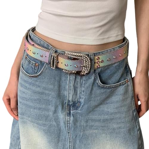 Shimmering Rhinestones Embellished Belt With Rhinestones Design PU Trendy Unisex Waist Strap For Daily Wear