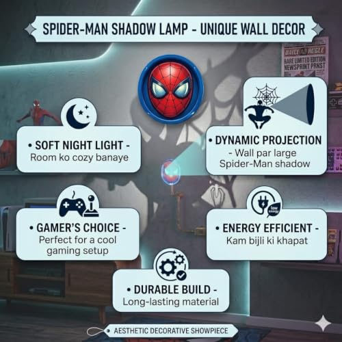 Image of Roronoa Zoro Anime Shadow Lamp | One Piece Wanted Wall Light | LED Anime Wall Decor, Character Shadow Projection Lamp | Otaku Room Bedroom Decor (Spiderman Shadow Lamp)