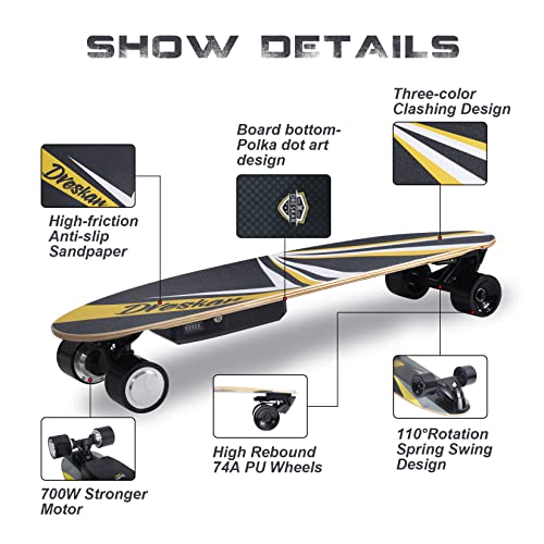 Electric Skateboards, Longboard Cruiser with Remote Control, 700W Dual Motor,Top Speed18 MPH12Miles Range 4 Speeds Adjustment, Electric Skateboards for Adults Beginners Kids Teens Upgraded - Image 3