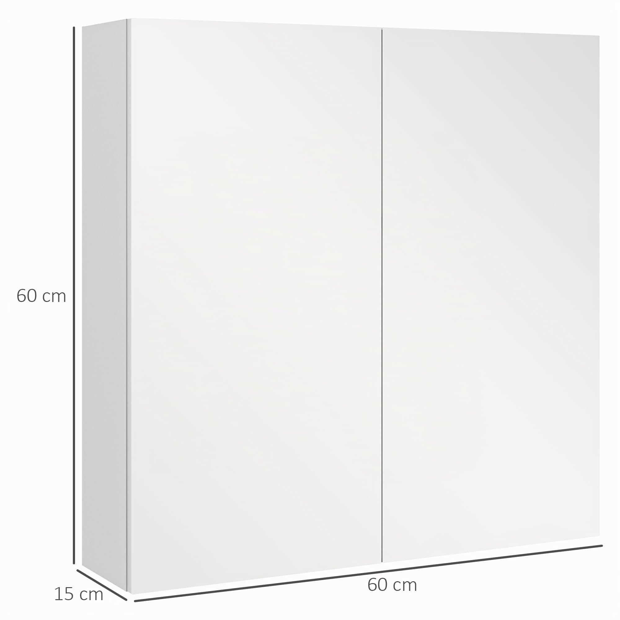 kleankin Specchio Bagno Contenitore Specchiera 60x15x60 cm Bianco Lucido