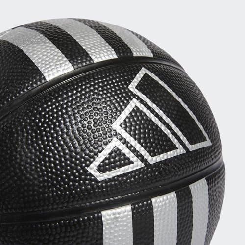 Image of adidas Unisex 3-Stripes Rubber Mini Basketball, Black /Silver Metallic, 3